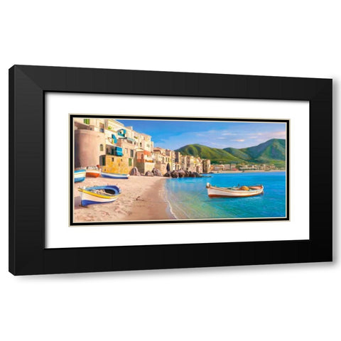 Cefalu Black Modern Wood Framed Art Print with Double Matting by Galasso, Adriano