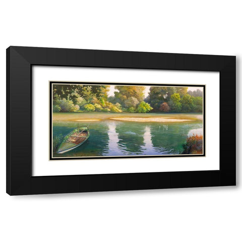 Ansa sul fiume Black Modern Wood Framed Art Print with Double Matting by Galasso, Adriano