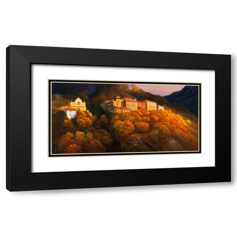Paese sul monte Black Modern Wood Framed Art Print with Double Matting by Galasso, Adriano