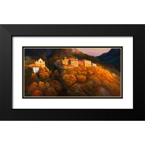Paese sul monte Black Modern Wood Framed Art Print with Double Matting by Galasso, Adriano
