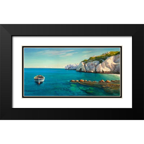 Caletta mediterranea Black Modern Wood Framed Art Print with Double Matting by Galasso, Adriano