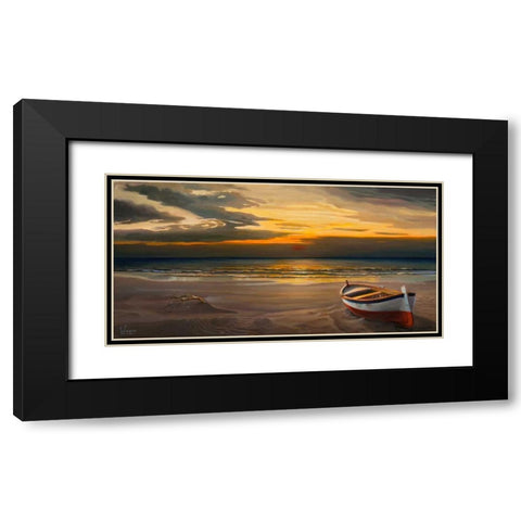 Tramonto sulla battigia Black Modern Wood Framed Art Print with Double Matting by Galasso, Adriano