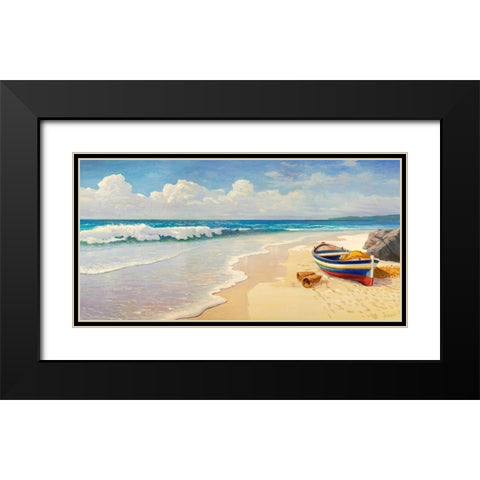 Onde sulla spiaggia Black Modern Wood Framed Art Print with Double Matting by Galasso, Adriano