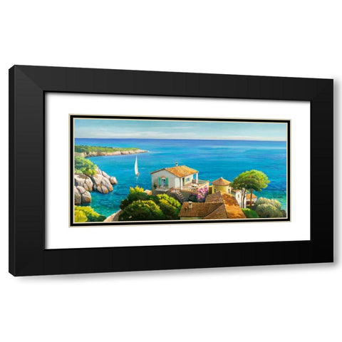 Villa sul Mediterraneo Black Modern Wood Framed Art Print with Double Matting by Galasso, Adriano