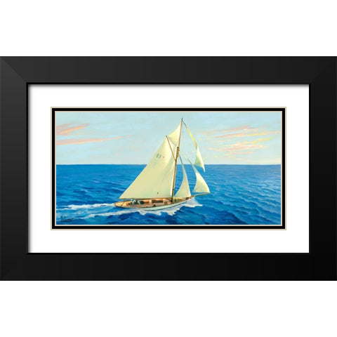 Veleggiando nel blu Black Modern Wood Framed Art Print with Double Matting by Galasso, Adriano