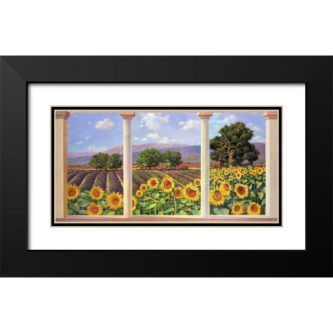 Finestra sui girasoli Black Modern Wood Framed Art Print with Double Matting by Del Missier, Andrea
