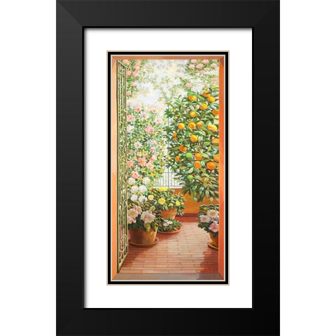 Porta sul terrazzo fiorito Black Modern Wood Framed Art Print with Double Matting by Del Missier, Andrea