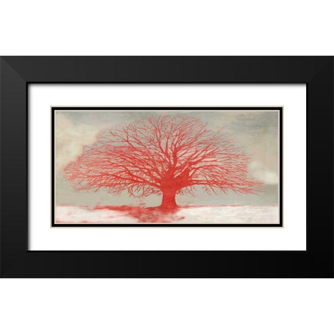Red Tree Black Modern Wood Framed Art Print with Double Matting by Aprile, Alesso