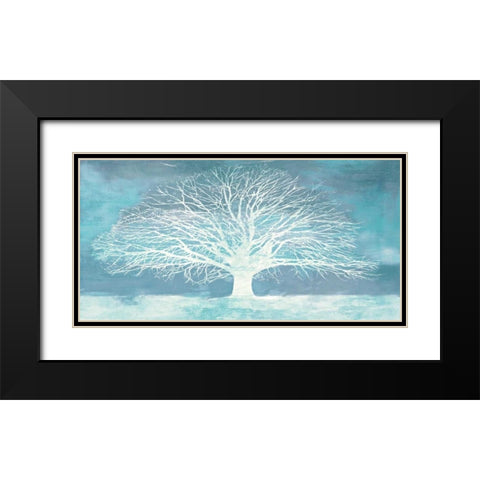 Aquamarine Tree Black Modern Wood Framed Art Print with Double Matting by Aprile, Alesso