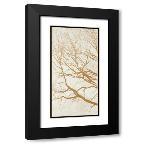 Golden Tree I Black Modern Wood Framed Art Print with Double Matting by Aprile, Alessio