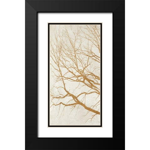 Golden Tree I Black Modern Wood Framed Art Print with Double Matting by Aprile, Alessio