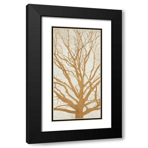Golden Tree II Black Modern Wood Framed Art Print with Double Matting by Aprile, Alessio