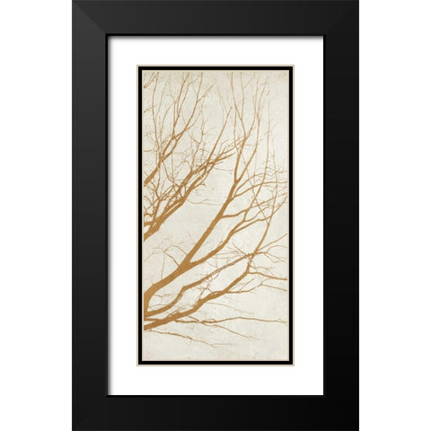Golden Tree III Black Modern Wood Framed Art Print with Double Matting by Aprile, Alessio