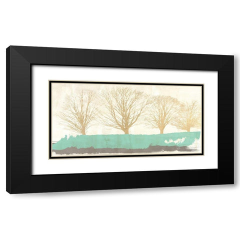 Tree Lines Gold Black Modern Wood Framed Art Print with Double Matting by Alessio, Aprile