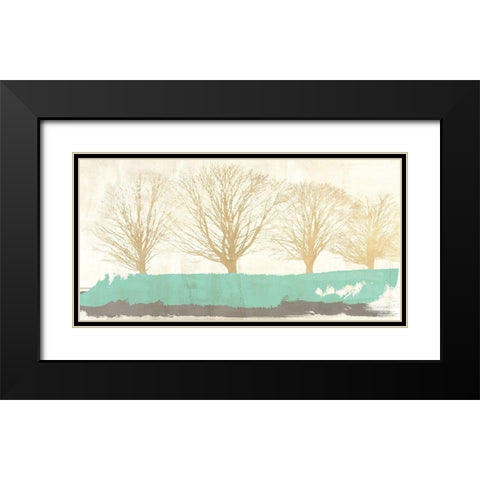 Tree Lines Gold Black Modern Wood Framed Art Print with Double Matting by Alessio, Aprile