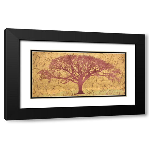 Tree on a Gold Brocade Black Modern Wood Framed Art Print with Double Matting by Aprile, Alessio