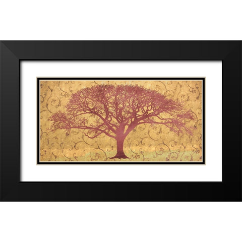 Tree on a Gold Brocade Black Modern Wood Framed Art Print with Double Matting by Aprile, Alessio
