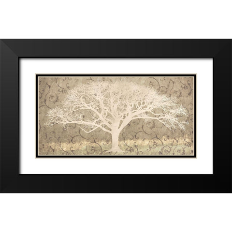 Tree on a Grey Brocade Black Modern Wood Framed Art Print with Double Matting by Aprile, Alessio