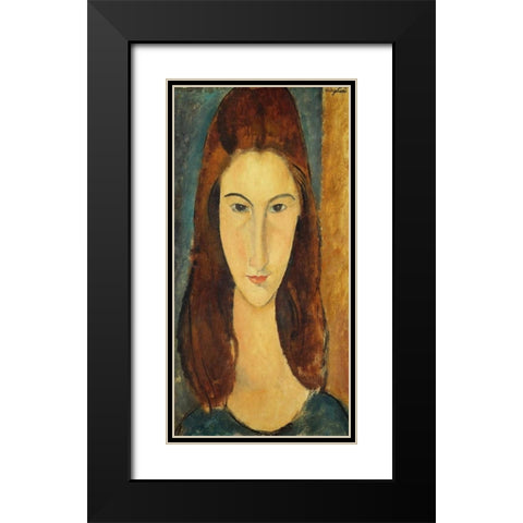 Jeanne Hebuterne Black Modern Wood Framed Art Print with Double Matting by Modigliani, Amedeo