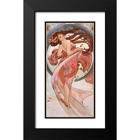 La-danse Black Modern Wood Framed Art Print with Double Matting by Mucha, Alphonse