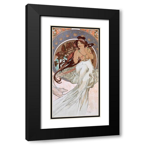 La-musique Black Modern Wood Framed Art Print with Double Matting by Mucha, Alphonse