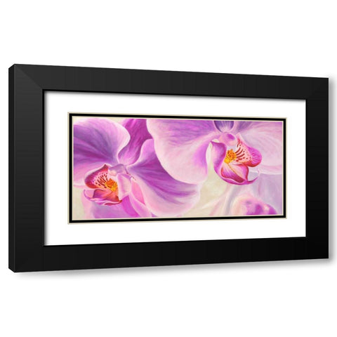 Purple Orchids Black Modern Wood Framed Art Print with Double Matting by Ann, Cynthia
