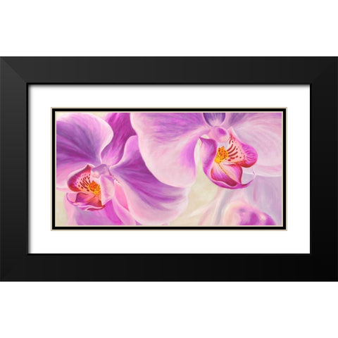 Purple Orchids Black Modern Wood Framed Art Print with Double Matting by Ann, Cynthia