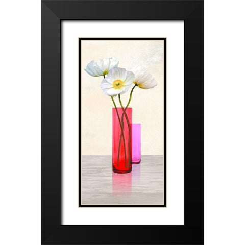 Poppies in crystal vases (Purple II) Black Modern Wood Framed Art Print with Double Matting by Cynthia, Ann