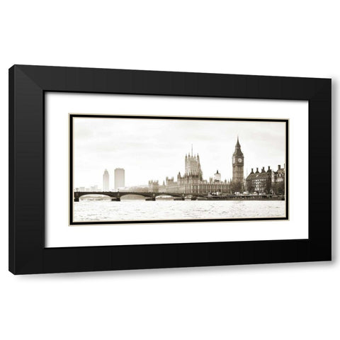 View of the Houses of Parliament and Westminster Bridge London Black Modern Wood Framed Art Print with Double Matting by Helena, Frank