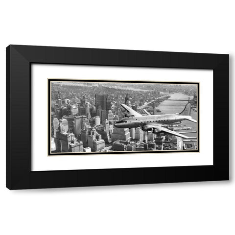 Flying over Manhattan, NYC Black Modern Wood Framed Art Print with Double Matting by Anonymous