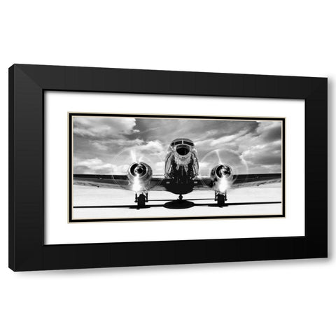 Airplaine taking off Black Modern Wood Framed Art Print with Double Matting by Gasoline Images