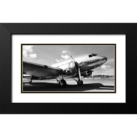 Vintage airplane Black Modern Wood Framed Art Print with Double Matting by Gasoline Images