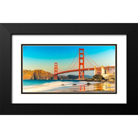 Golden Gate Bridge, San Francisco Black Modern Wood Framed Art Print with Double Matting by Anonymous