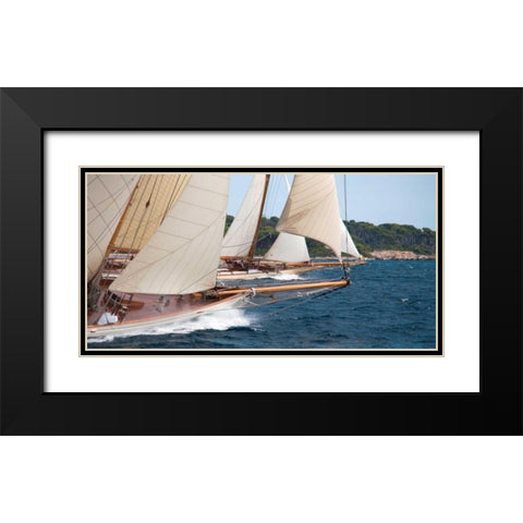Vintage sailboats raicing Black Modern Wood Framed Art Print with Double Matting by Anonymous