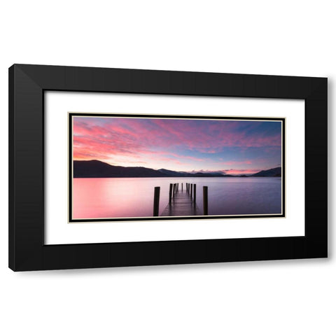 Twilight on lake, UK Black Modern Wood Framed Art Print with Double Matting by Anonymous