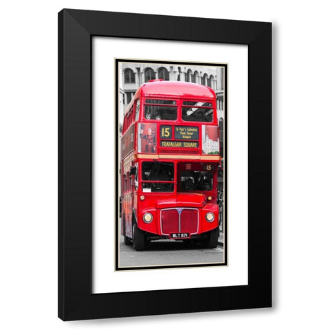 Double-Decker bus, London Black Modern Wood Framed Art Print with Double Matting by Pangea Images
