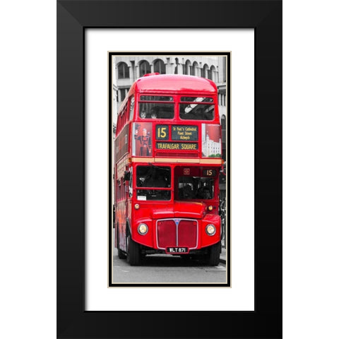 Double-Decker bus, London Black Modern Wood Framed Art Print with Double Matting by Pangea Images