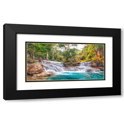 Kuang Si Falls, Luang Prabang, Laos Black Modern Wood Framed Art Print with Double Matting by Pangea Images