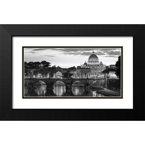Night view at St. Peters cathedral, Rome Black Modern Wood Framed Art Print with Double Matting by Anonymous