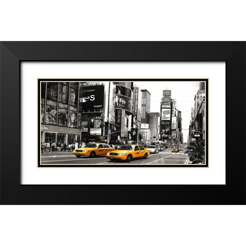 Taxi in Times Square, NYC Black Modern Wood Framed Art Print with Double Matting by Anonymous