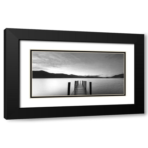 Twilight on lake, UK Black Modern Wood Framed Art Print with Double Matting by Anonymous