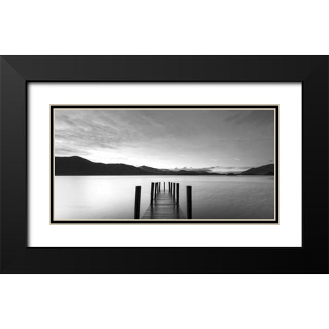 Twilight on lake, UK Black Modern Wood Framed Art Print with Double Matting by Anonymous