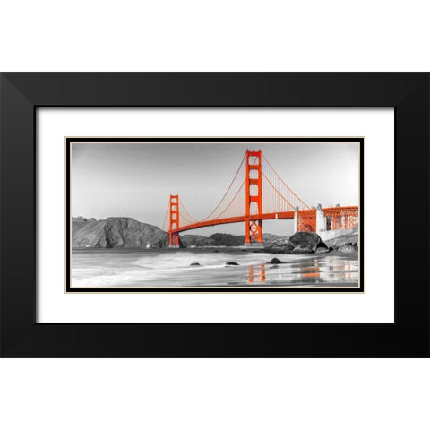 Golden Gate Bridge, San Francisco Black Modern Wood Framed Art Print with Double Matting by Anonymous