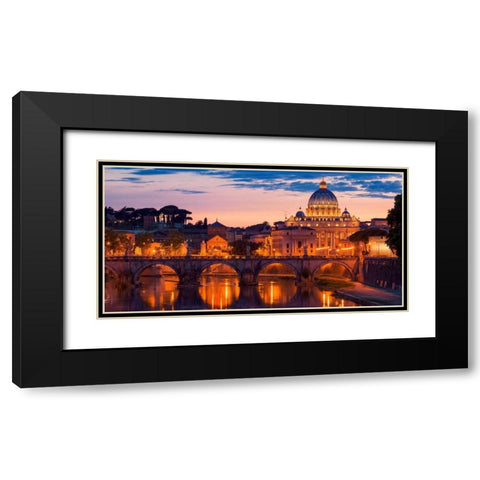 Night view at St. Peters cathedral, Rome Black Modern Wood Framed Art Print with Double Matting by Anonymous