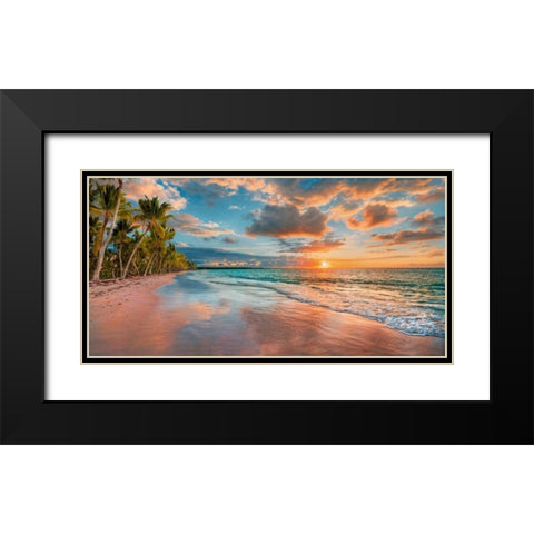 Beach in Maui, Hawaii, at sunset Black Modern Wood Framed Art Print with Double Matting by Pangea Images