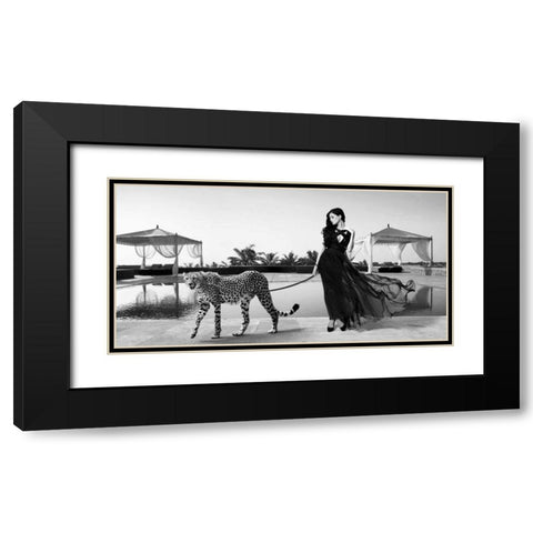 Woman with Cheetah Black Modern Wood Framed Art Print with Double Matting by Lauren, Julian