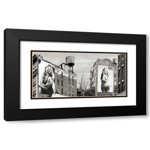 Billboards in Manhattan Black Modern Wood Framed Art Print with Double Matting by Lauren, Julian