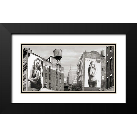 Billboards in Manhattan Black Modern Wood Framed Art Print with Double Matting by Lauren, Julian
