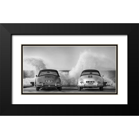 Ocean Waves breaking on Vintage Beauties Black Modern Wood Framed Art Print with Double Matting by Gasoline Images