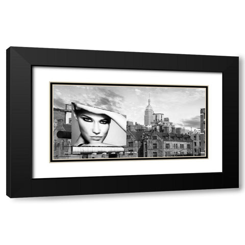 A Billboard in Manhattan Black Modern Wood Framed Art Print with Double Matting by Lauren, Julian